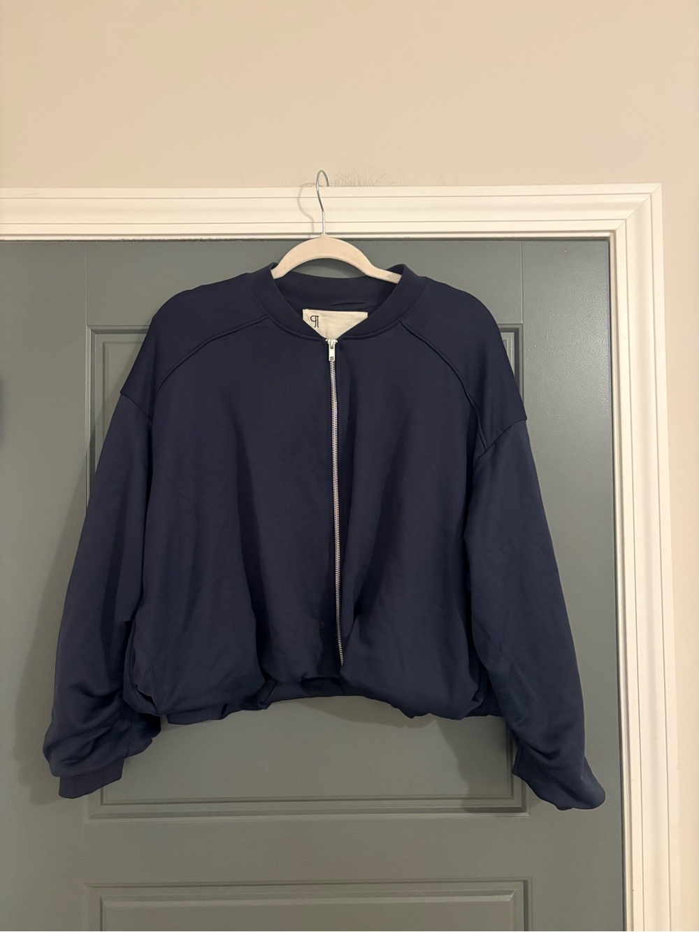 Pilcro Bubble Bomber Jacket Navy Blue S/M Anthropologie - Picture 3 of 5